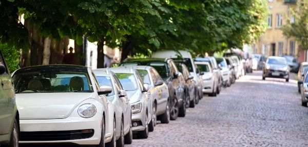 Cars parked in shade