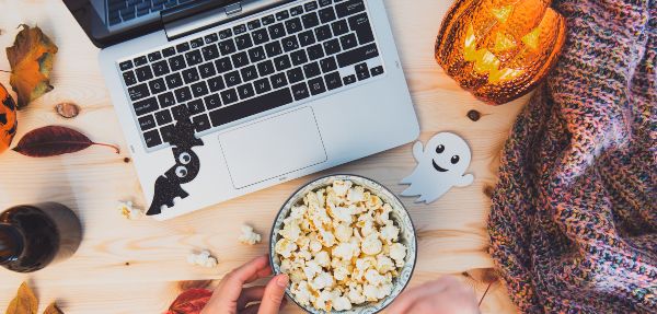 Halloween movies and popcorn