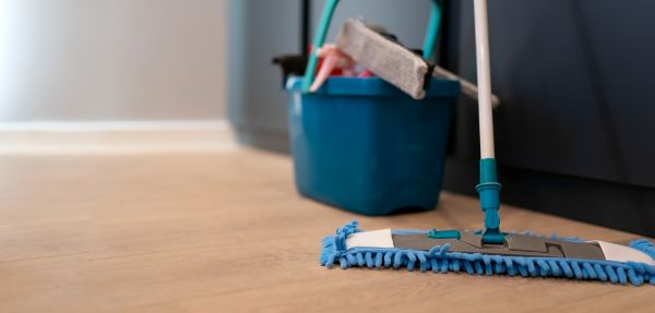 A bucket and mop