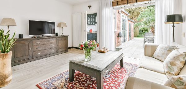 Stylishly organised bright living room in an elegant home.