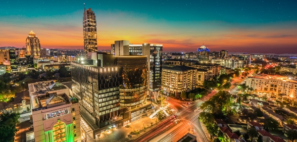 Photograph of Sandton area in the evening