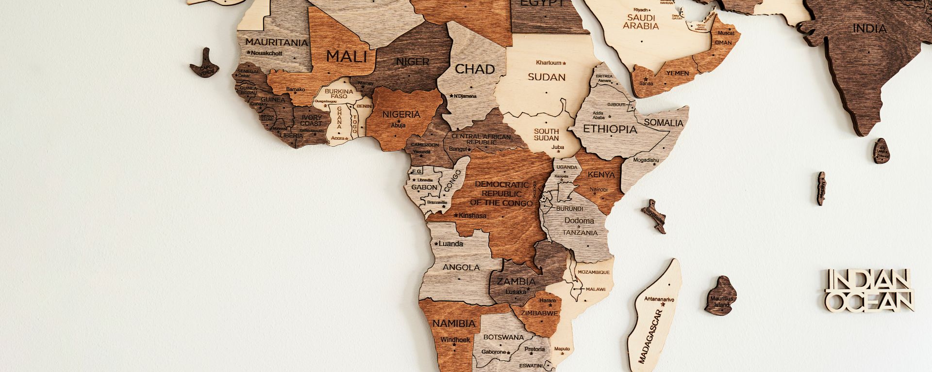 Wooden map of Africa.